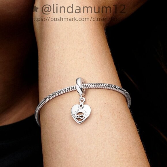 Pandora Friends Forever Heart Dangle Charm - Picture 5 of 6